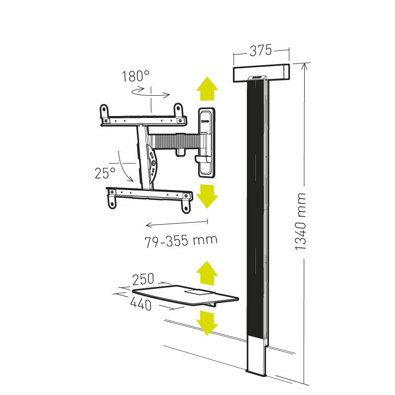 Erard EXOSTAND 400 190,5 cm (75") Sort, Titanium