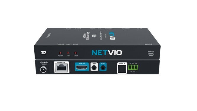 Netvio 40m 4K/60 HDR | 70m 1080p | HDBaseT extender with ARC, 2-way IR, RS-232 & 2-way PoC.