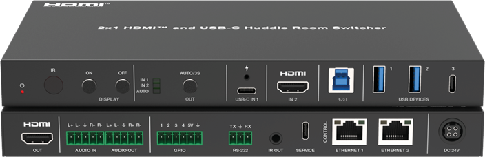 HDP-HUB21 2x1 HDMI and USB-C Huddle Room switcher