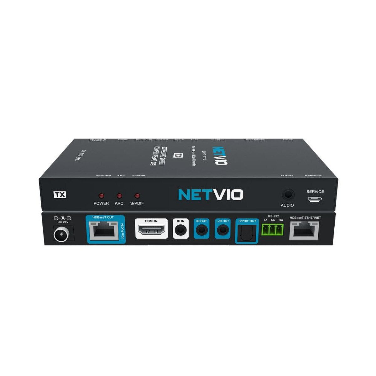 Netvio 70m 4K (100m 1080p) HDR HDBaseT Extender, 18Gb,HDCP 2.2, ARC, 2-W POH, IR, RS232, LAN